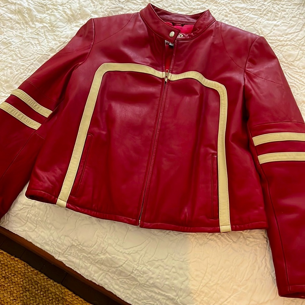 Racer style leather jacket